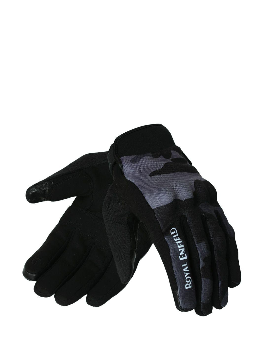 royal enfield men grey & black intrepid riding gloves