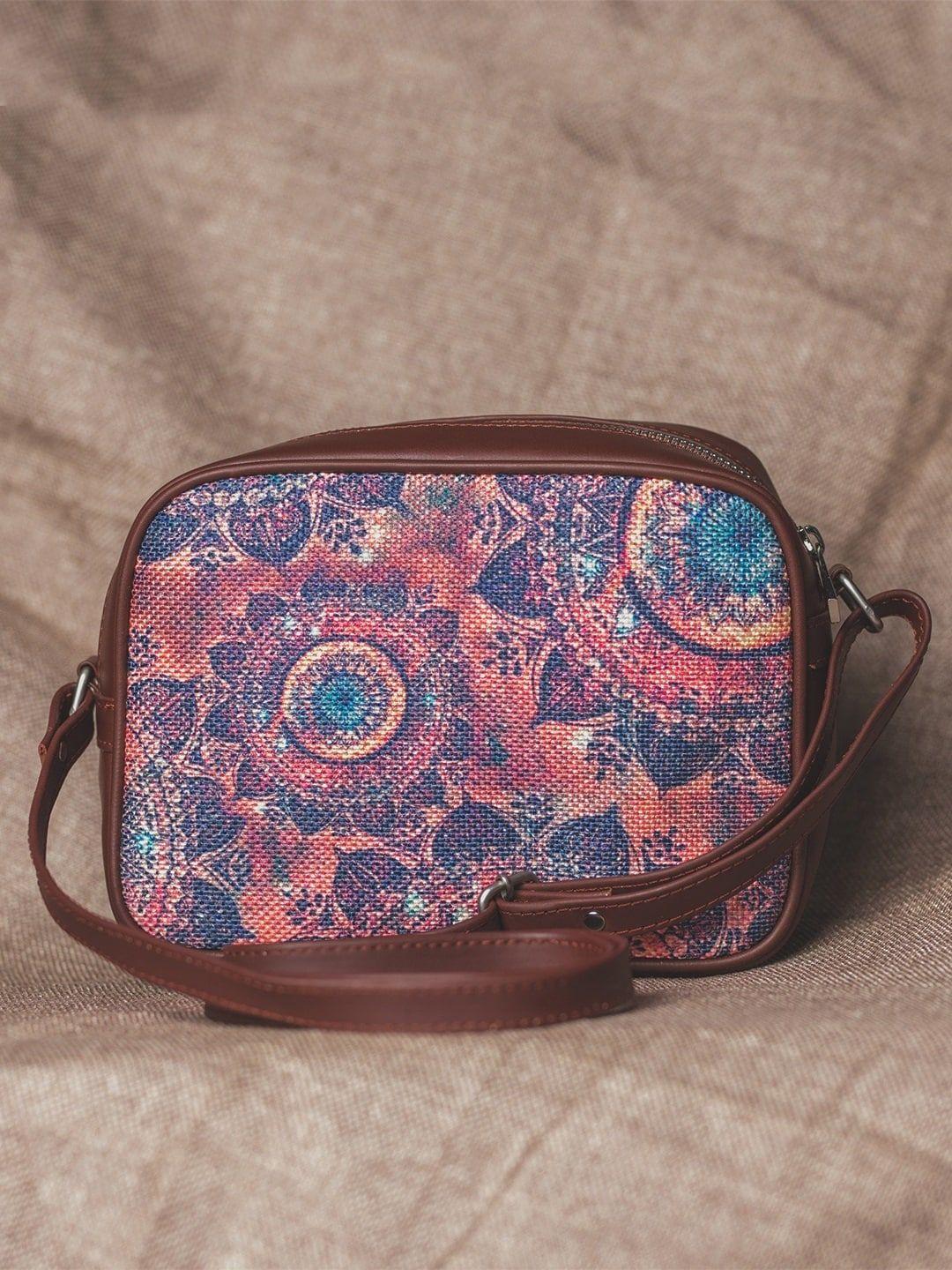 zouk pink & navy blue space chakra woven design handcrafted vegan leather sustainable sling bag