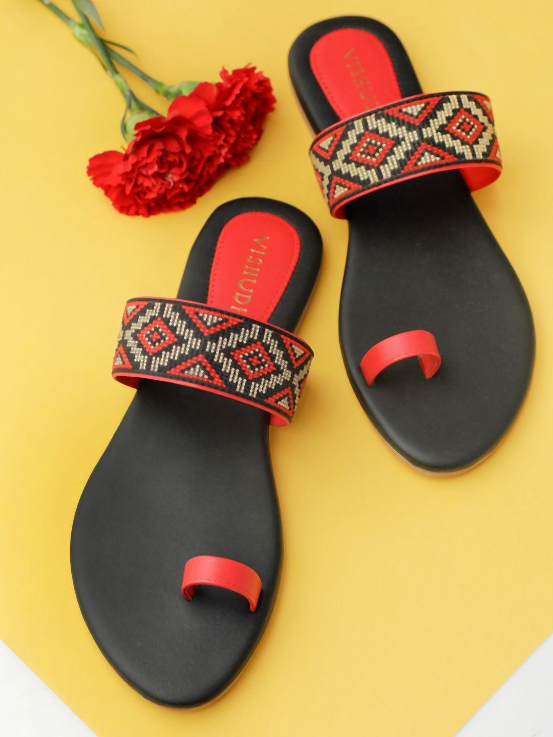 vishudh women red one toe flats