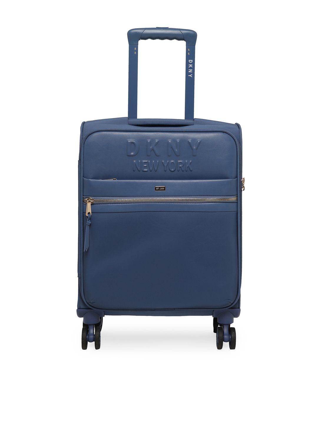 dkny trademark range colonial blue color soft cabin luggage