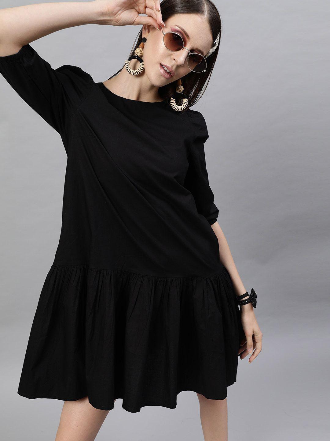 street 9 black drop-waist dress