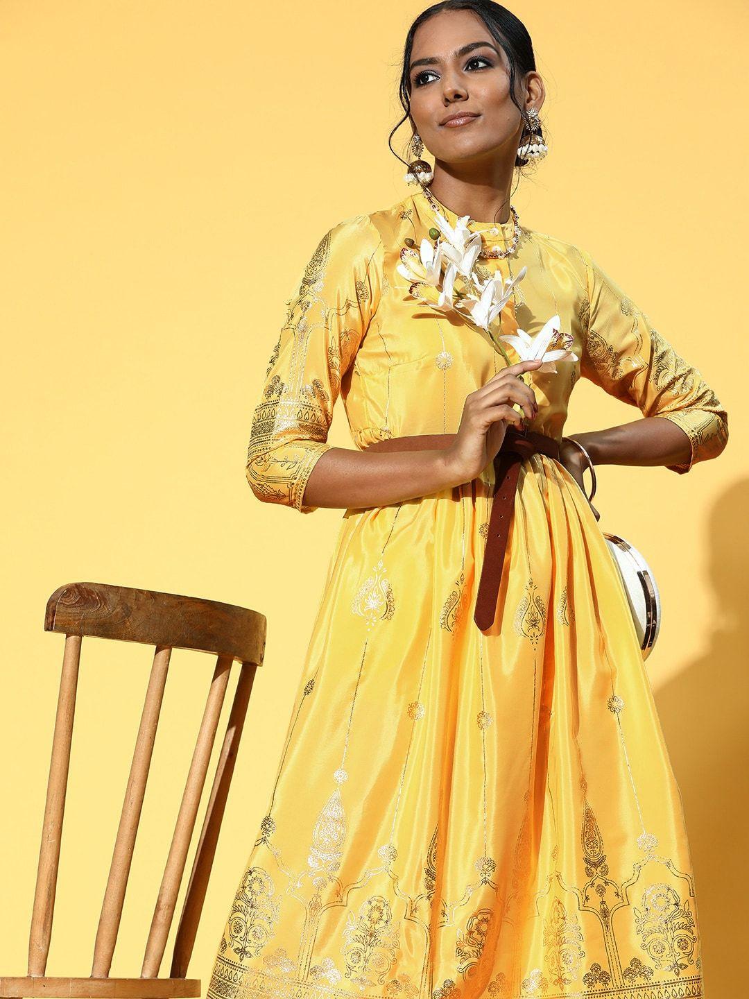 sangria yellow ethnic motifs ethnic motifs dress