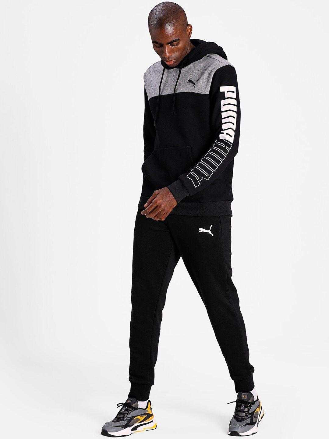 puma men black essentials logo track pants