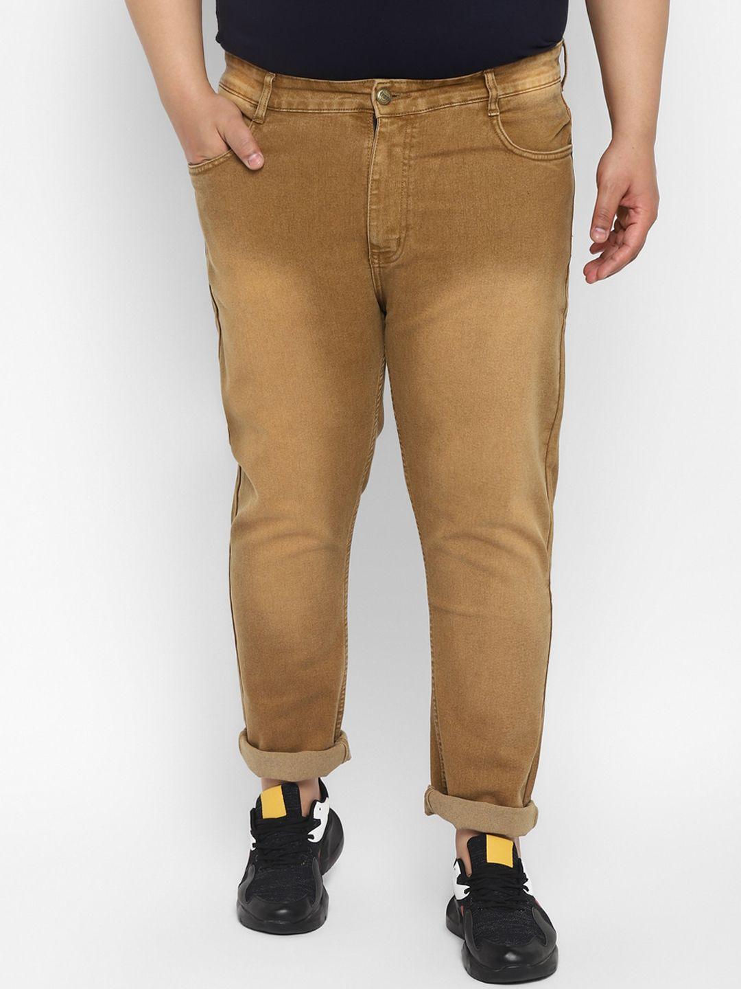 urbano plus men khaki heavy fade stretchable jeans