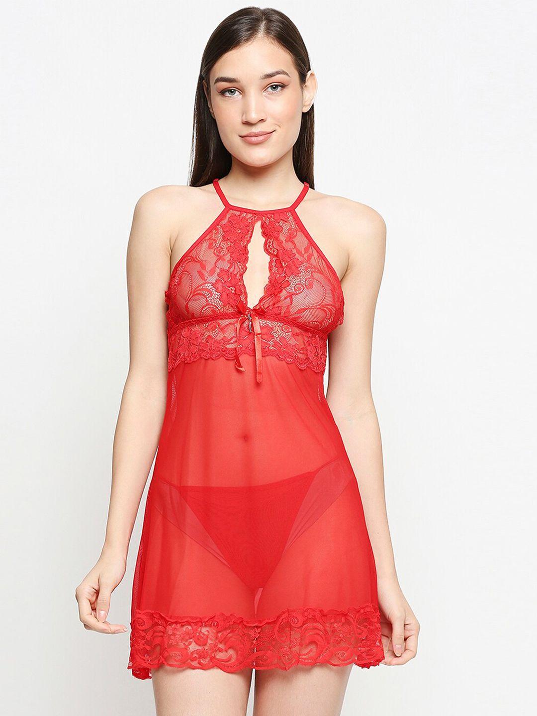 lady love red net baby doll