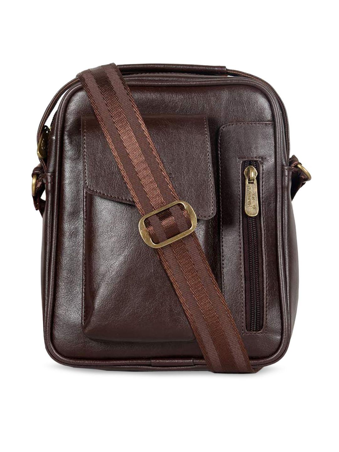 the clownfish brown leather structured sling bag