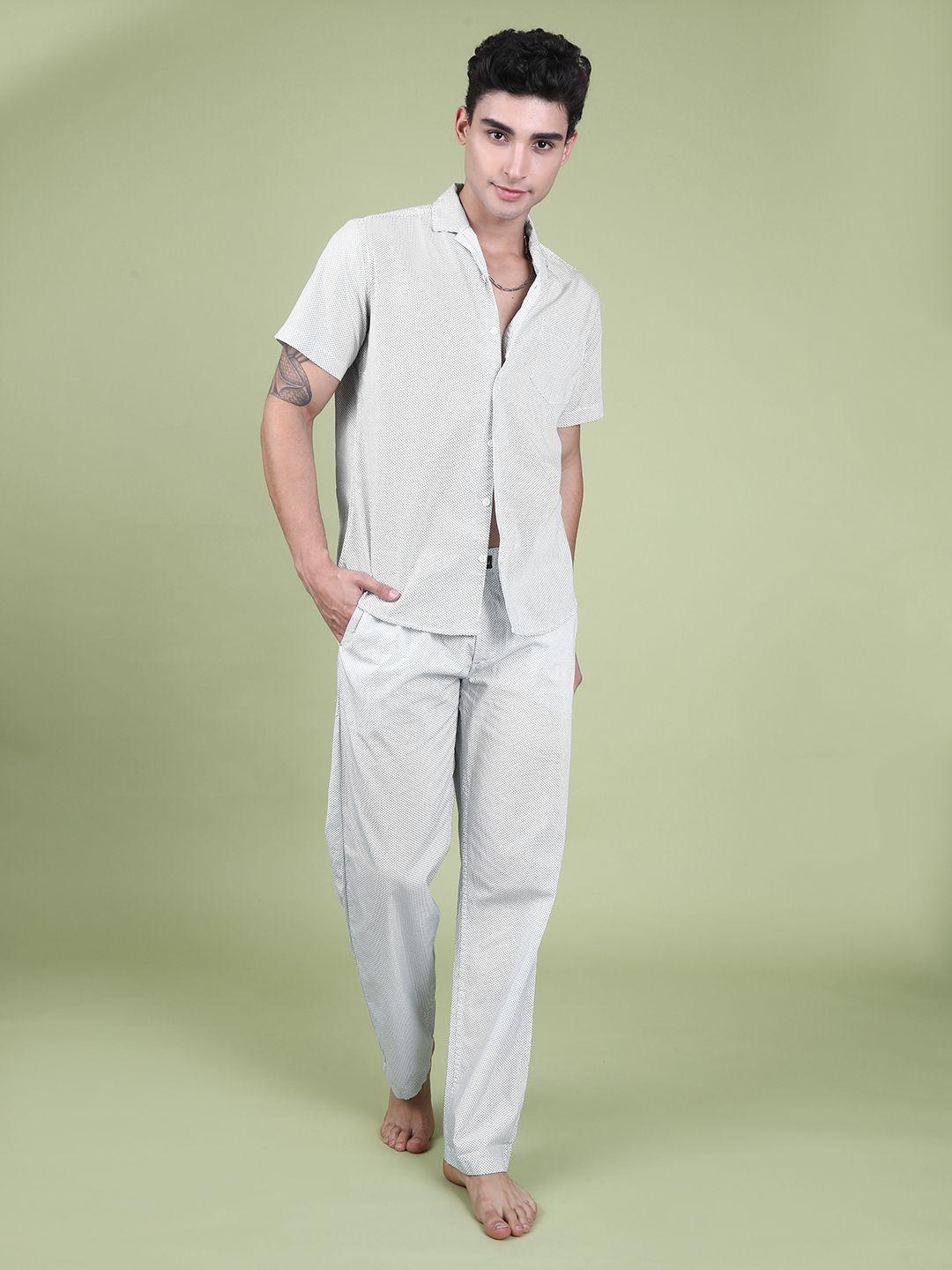 the indian garage co men white printed night suit