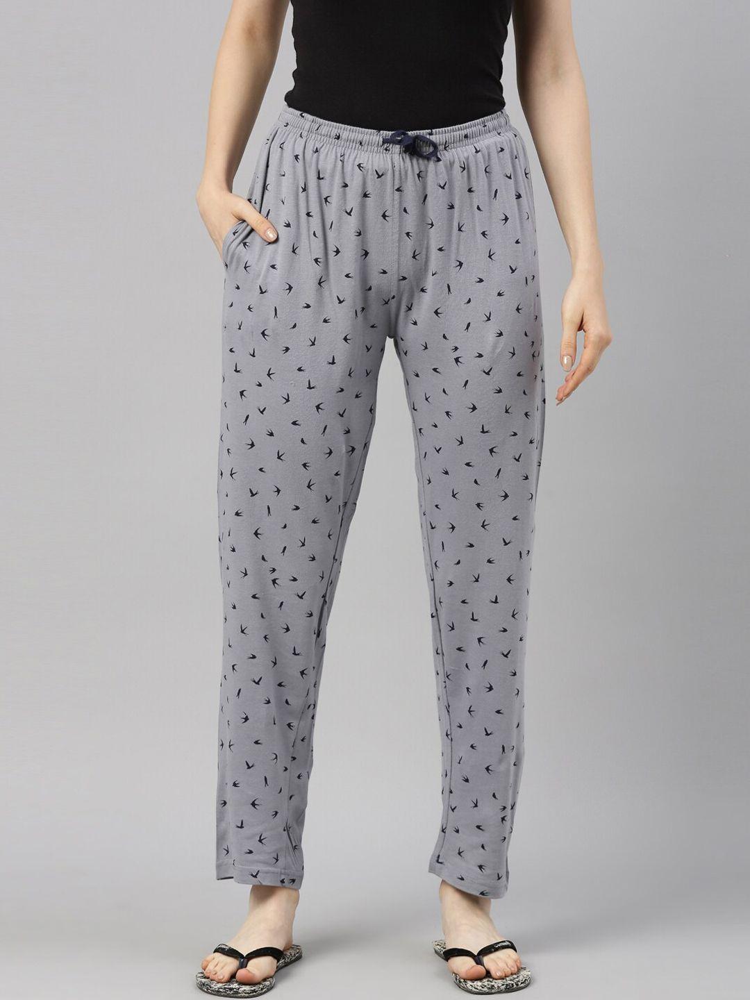 kryptic women grey & black printed lounge pants