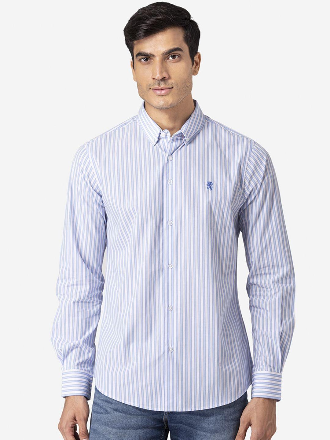 red tape men blue striped regular fit casual shirt