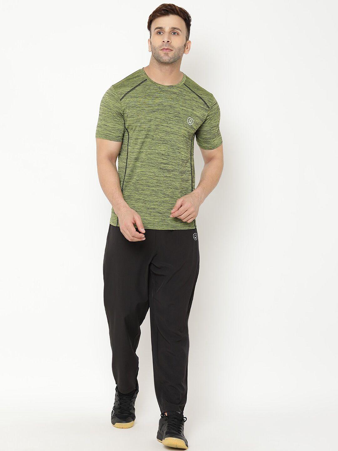 chkokko men olive green & black solid tracksuit