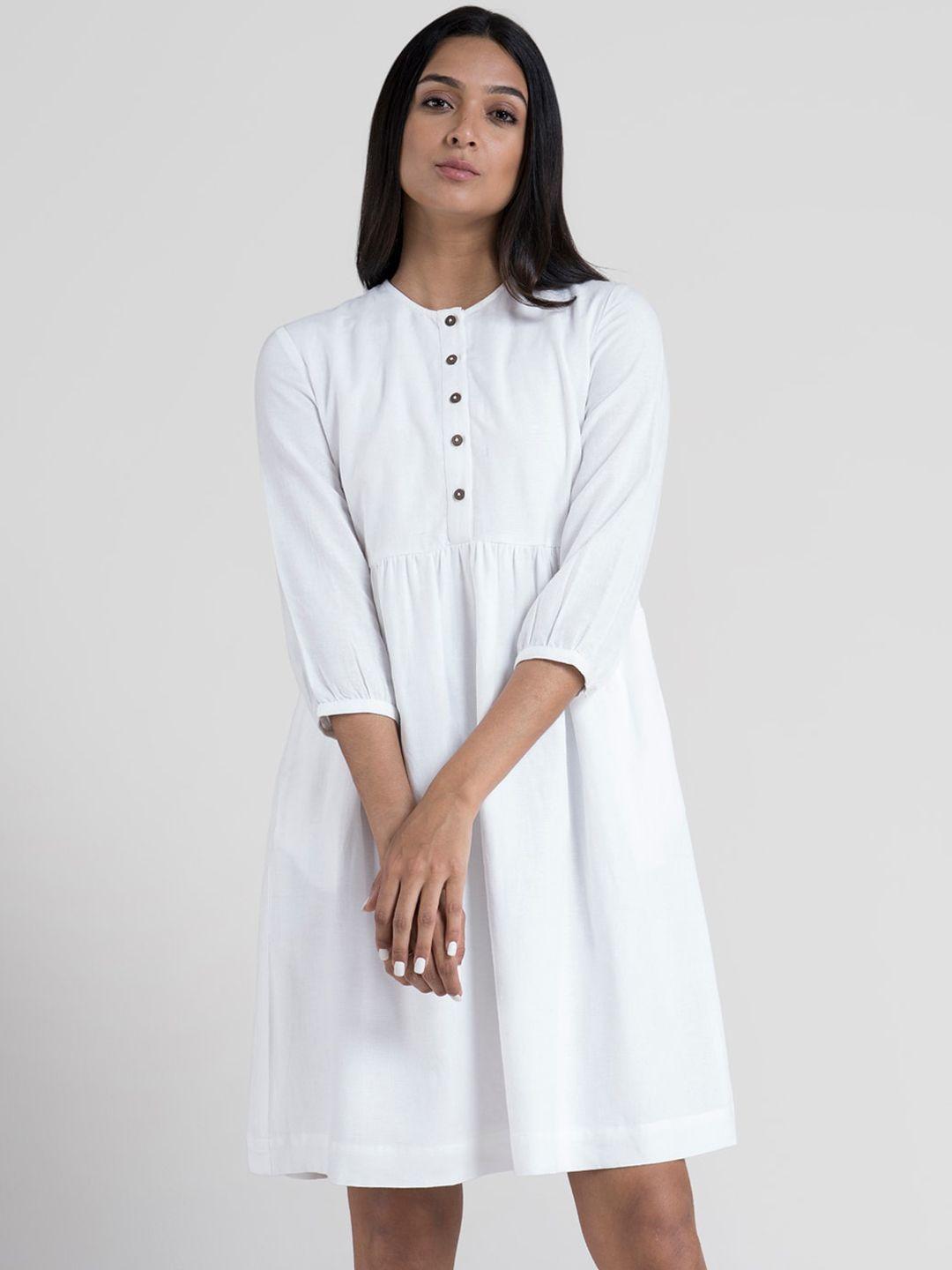 fablestreet women white a-line dress