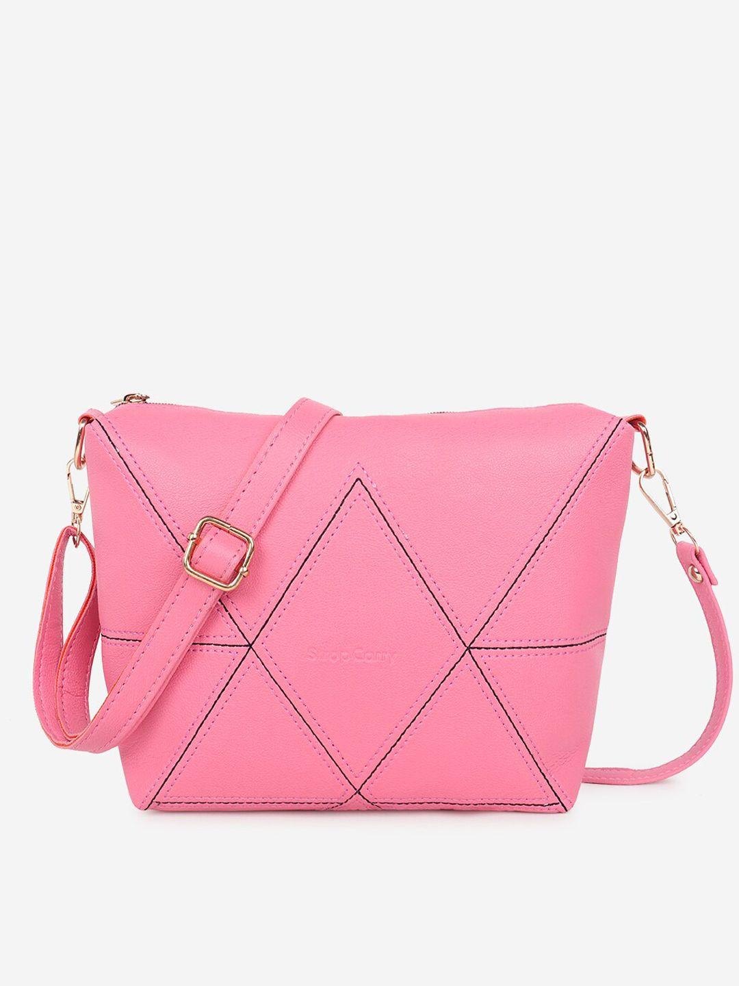 stropcarry women pink geometric structured sling bag