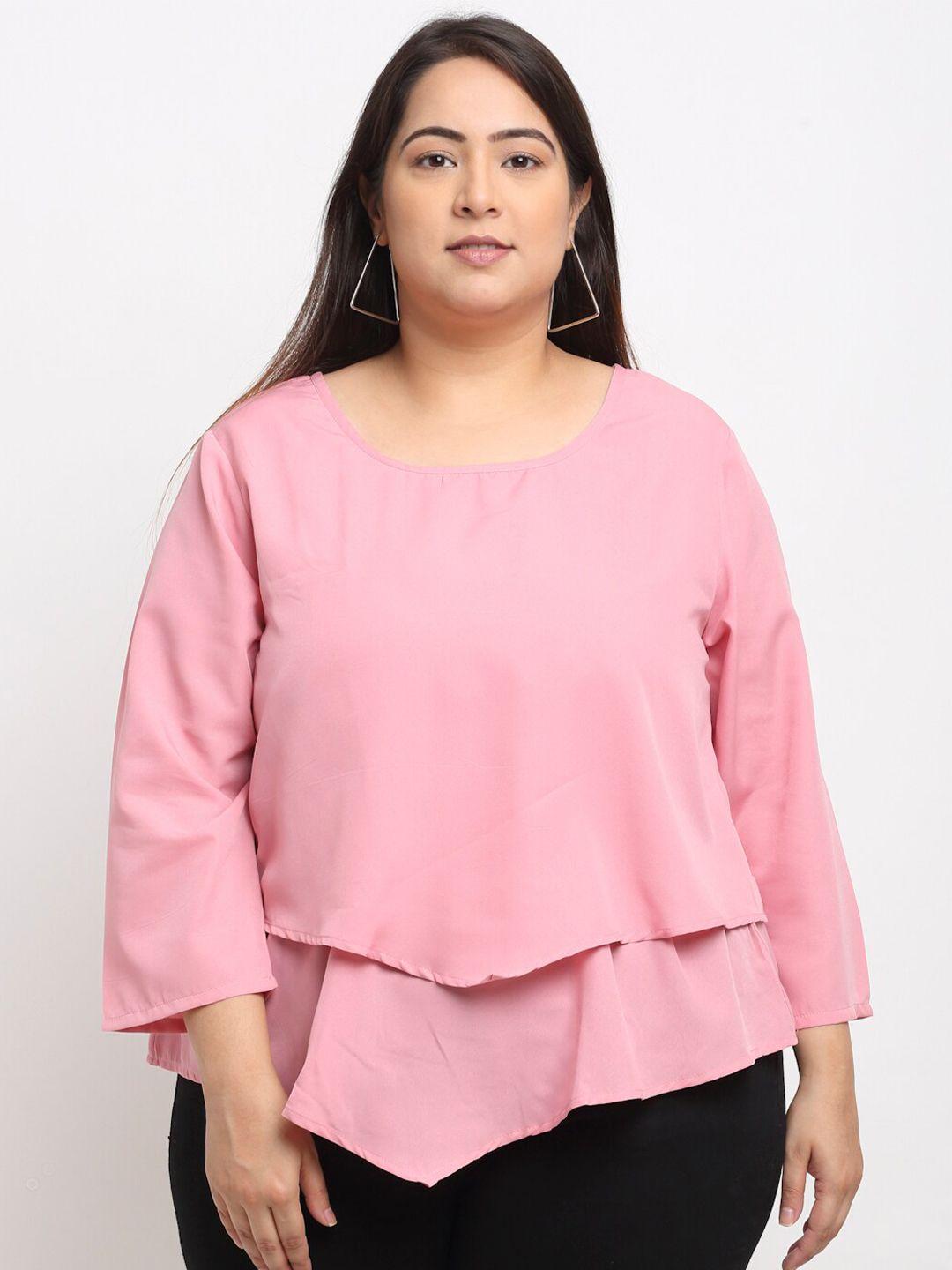 flambeur women pink layered crepe top