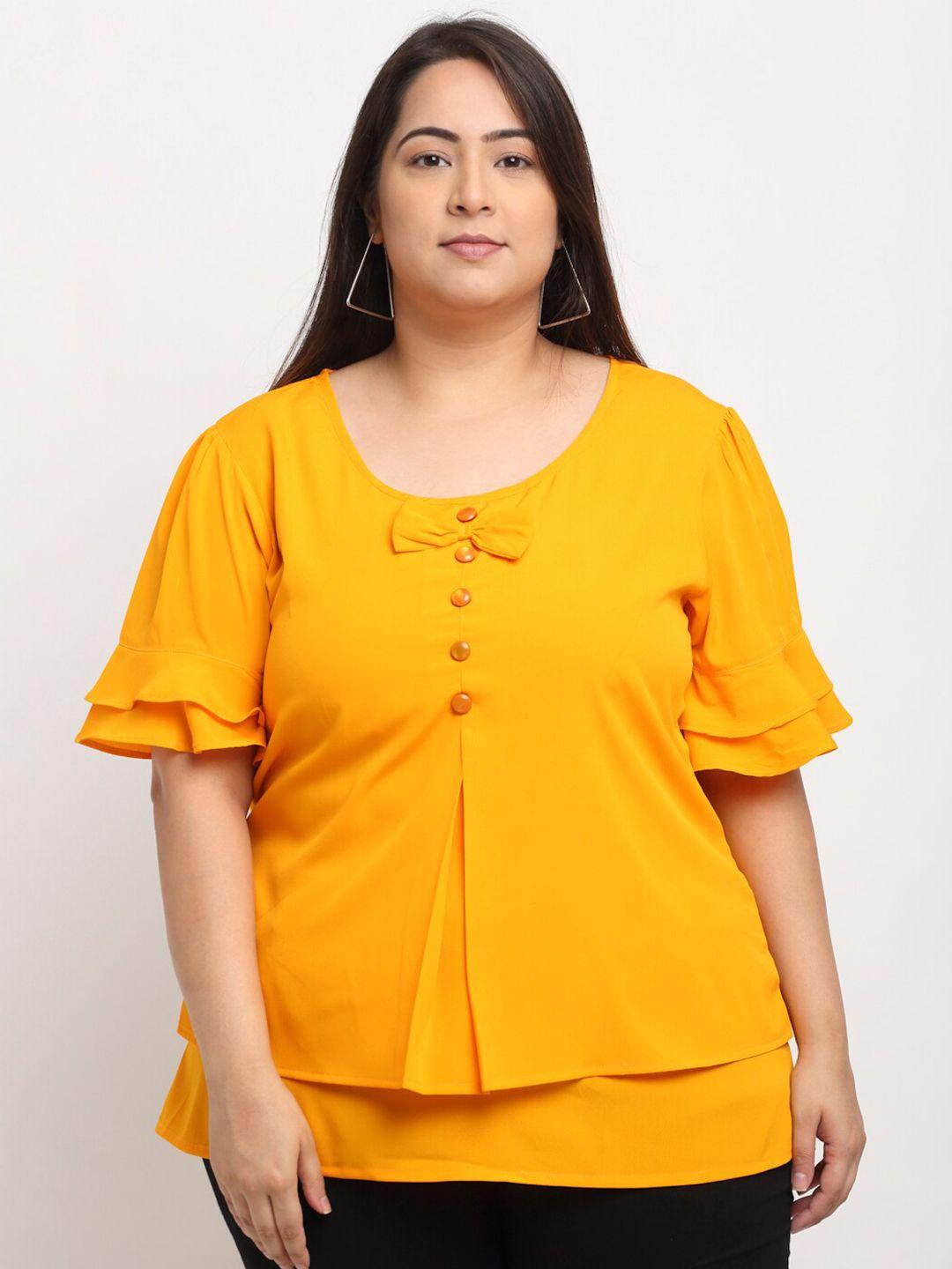 flambeur yellow solid crepe regular top