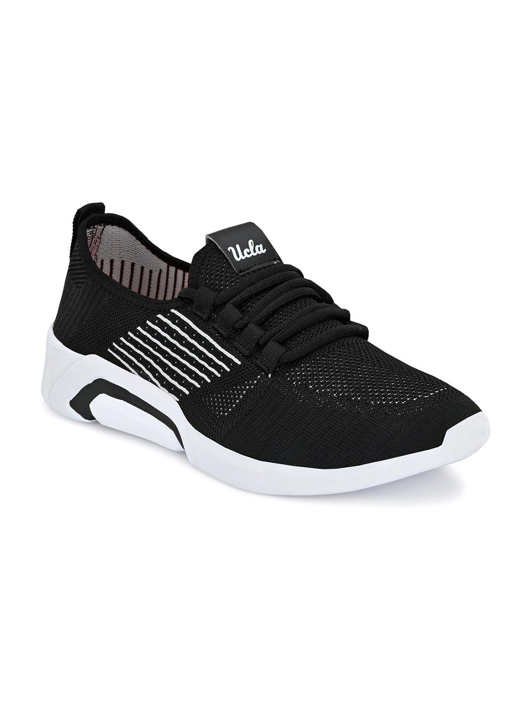 ucla men black & white mesh running non-marking shoes