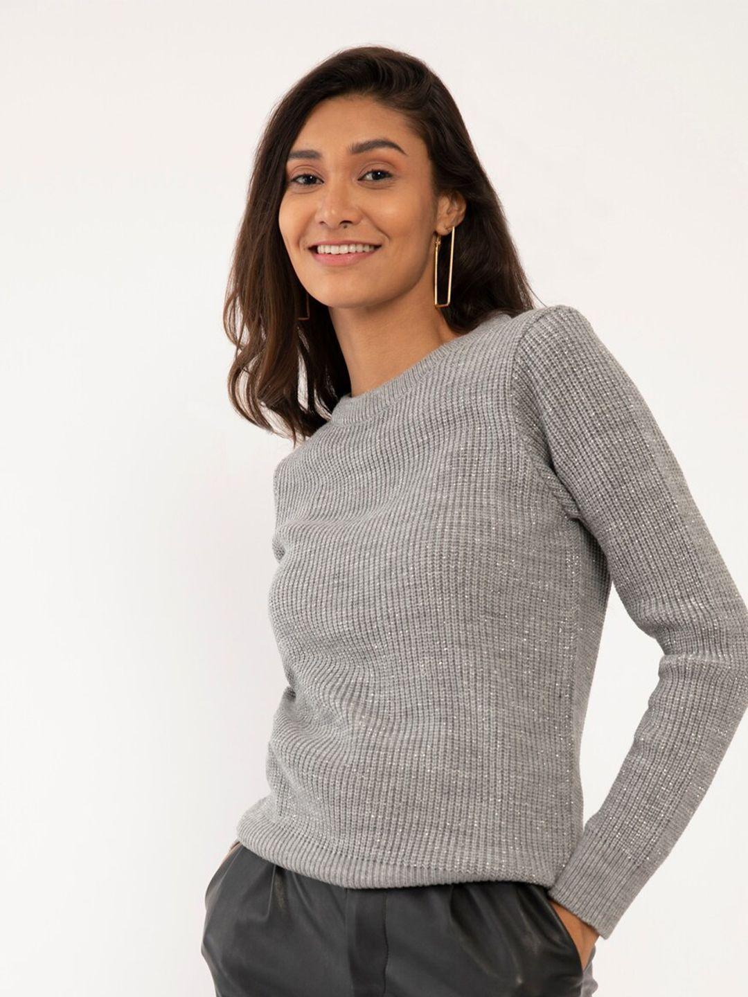 zink london women grey ribbed sweater