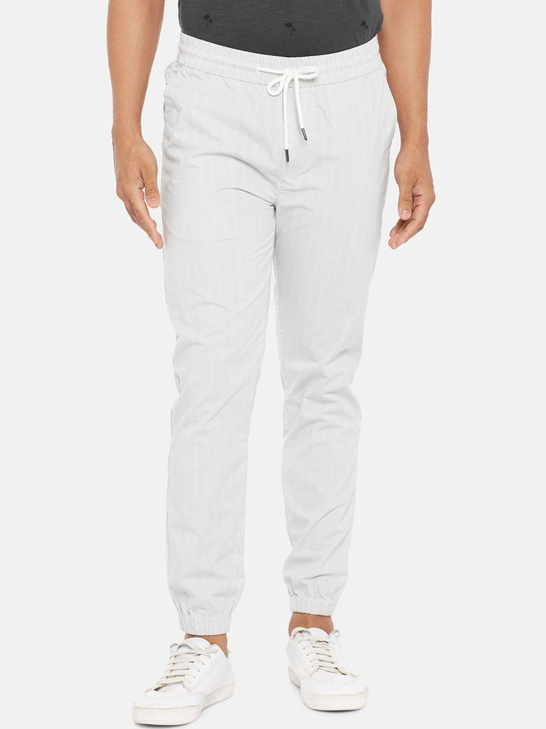 people men white striped joggers trousers