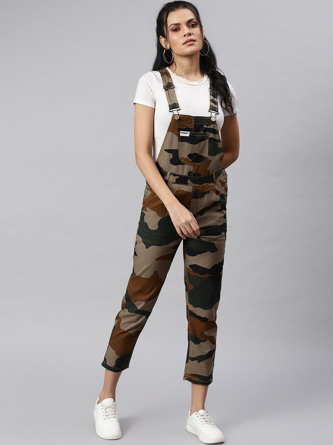 finsbury london women cotton camouflage printed dungaree