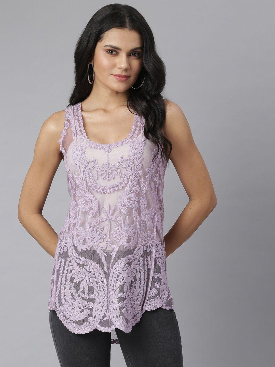 kassually women lavender embroidered sheer waterfall shrug