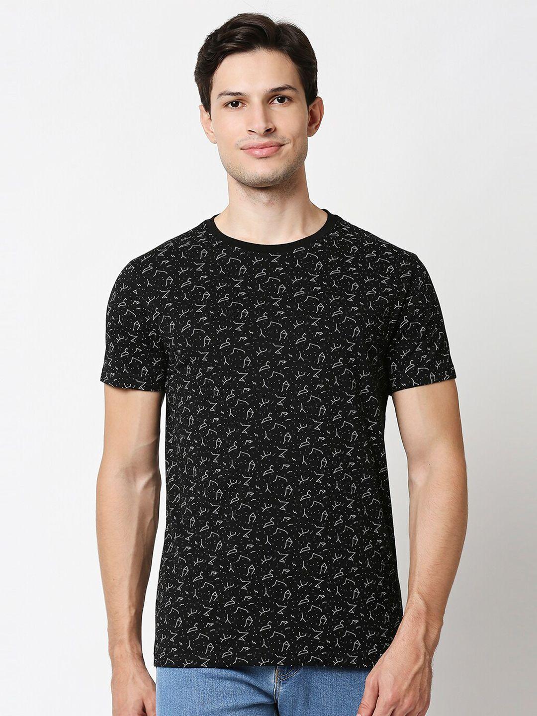 bewakoof men black abstract printed t-shirt