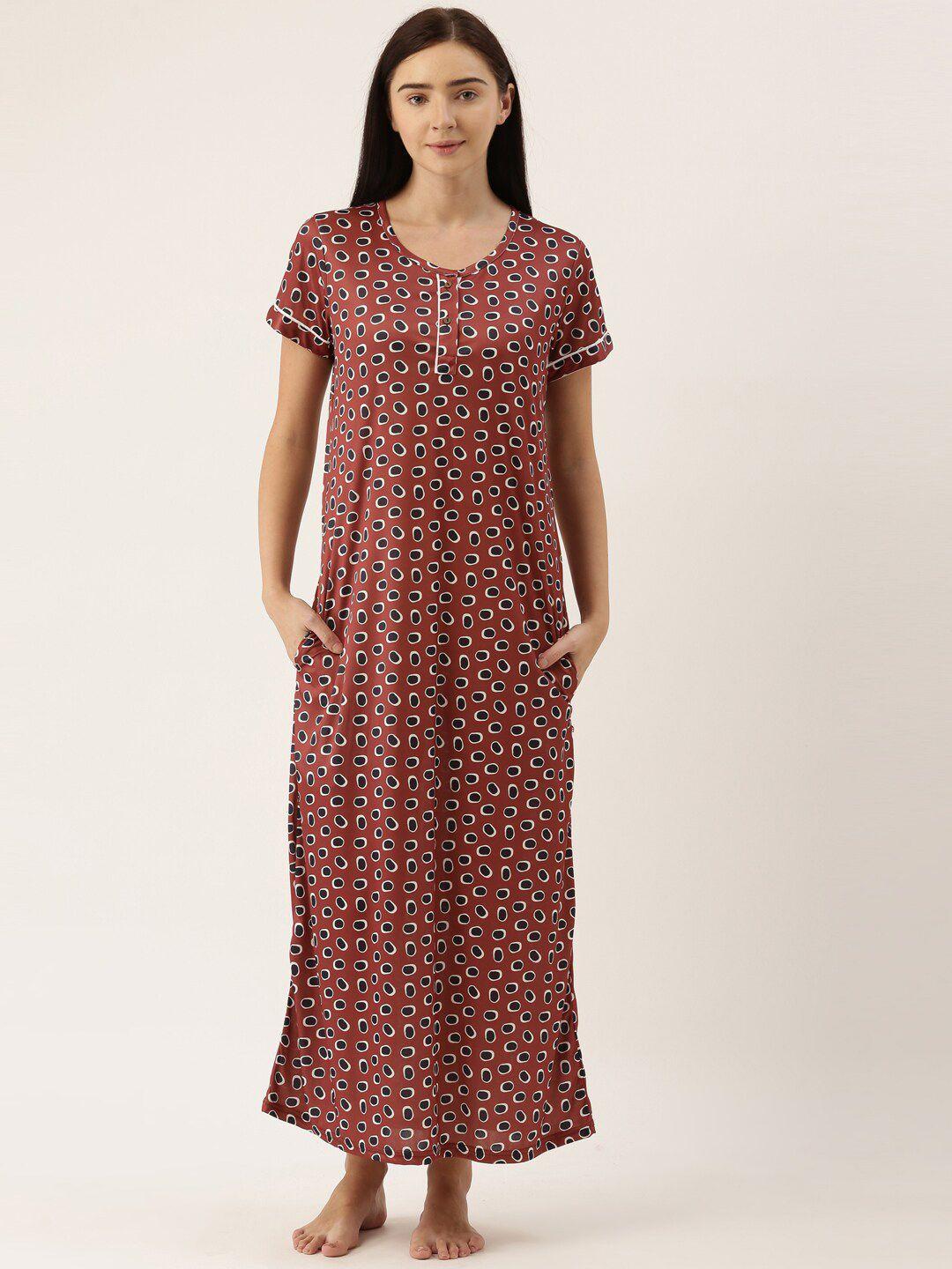 bannos swagger brown printed maxi nightdress