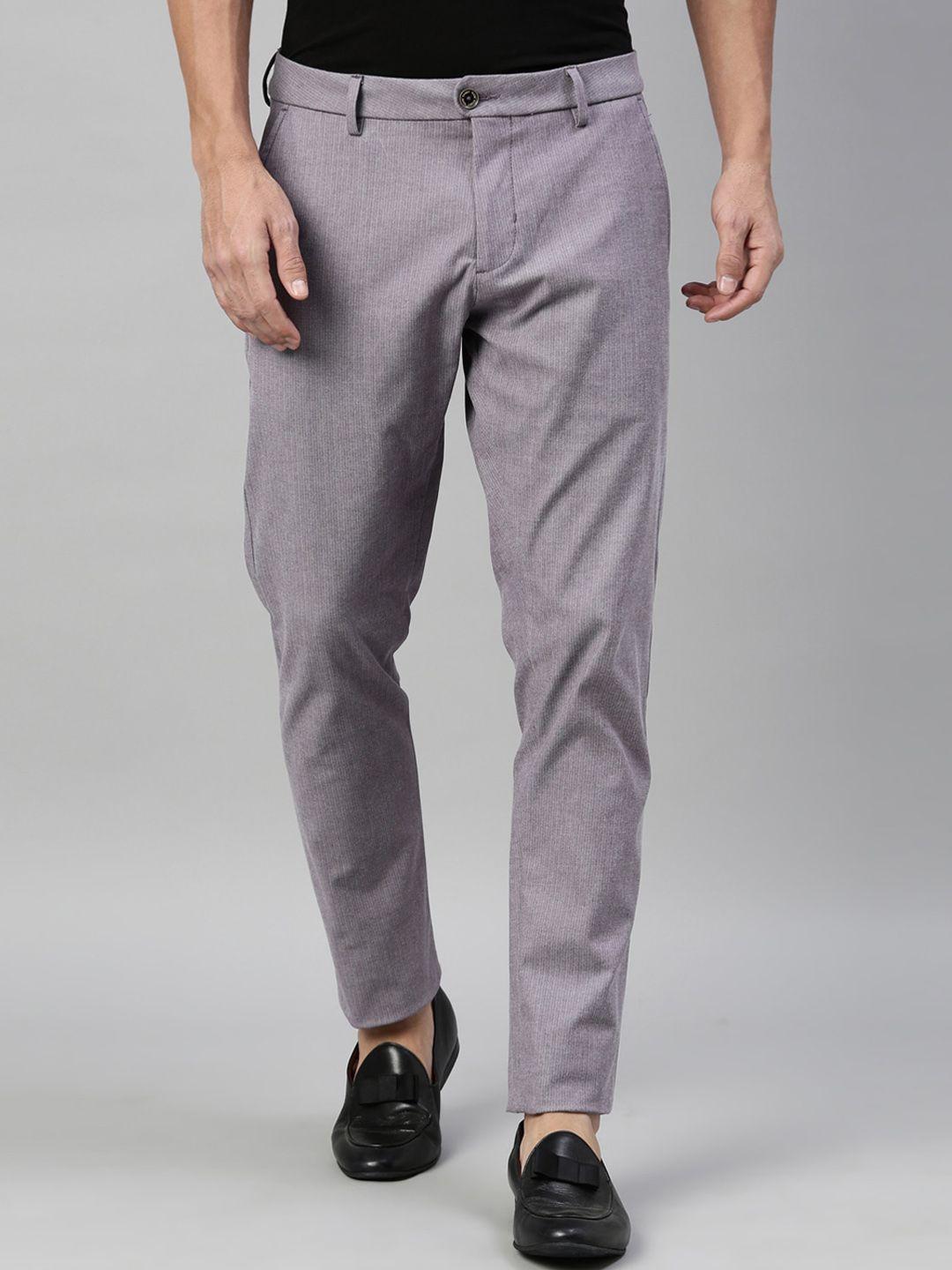 rare rabbit men purple textured slim fit trousers