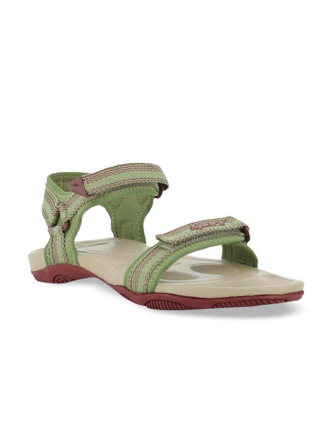 sparx women sea green & beige solid floater sandals