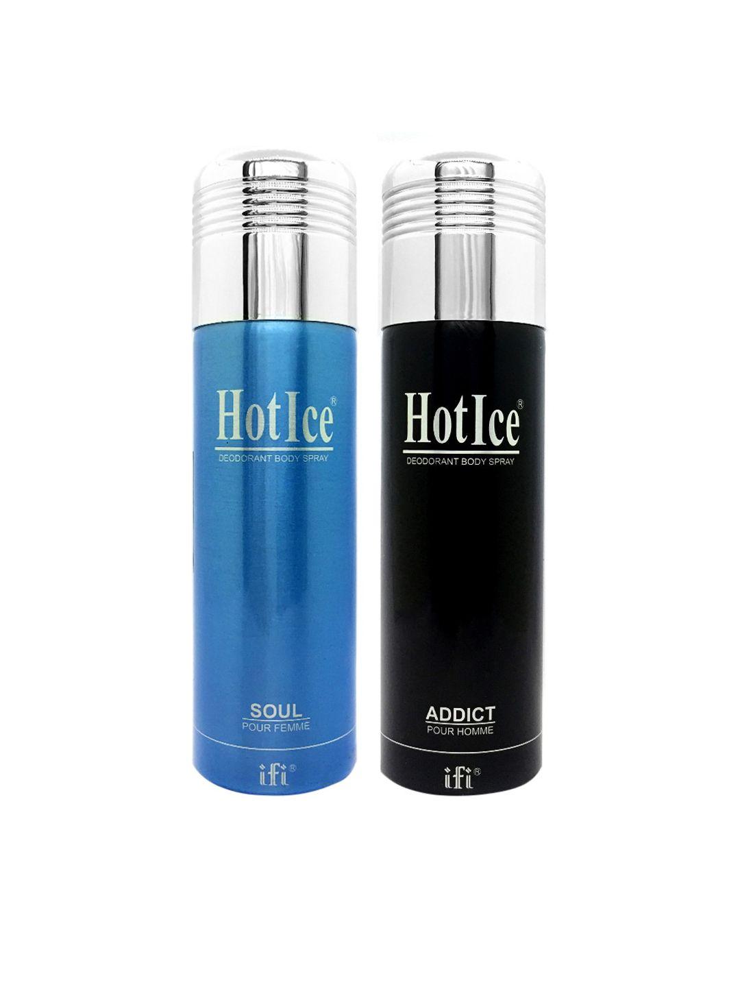 hot ice blue set of 2 soul fomme & addict homme deodorant 200ml each