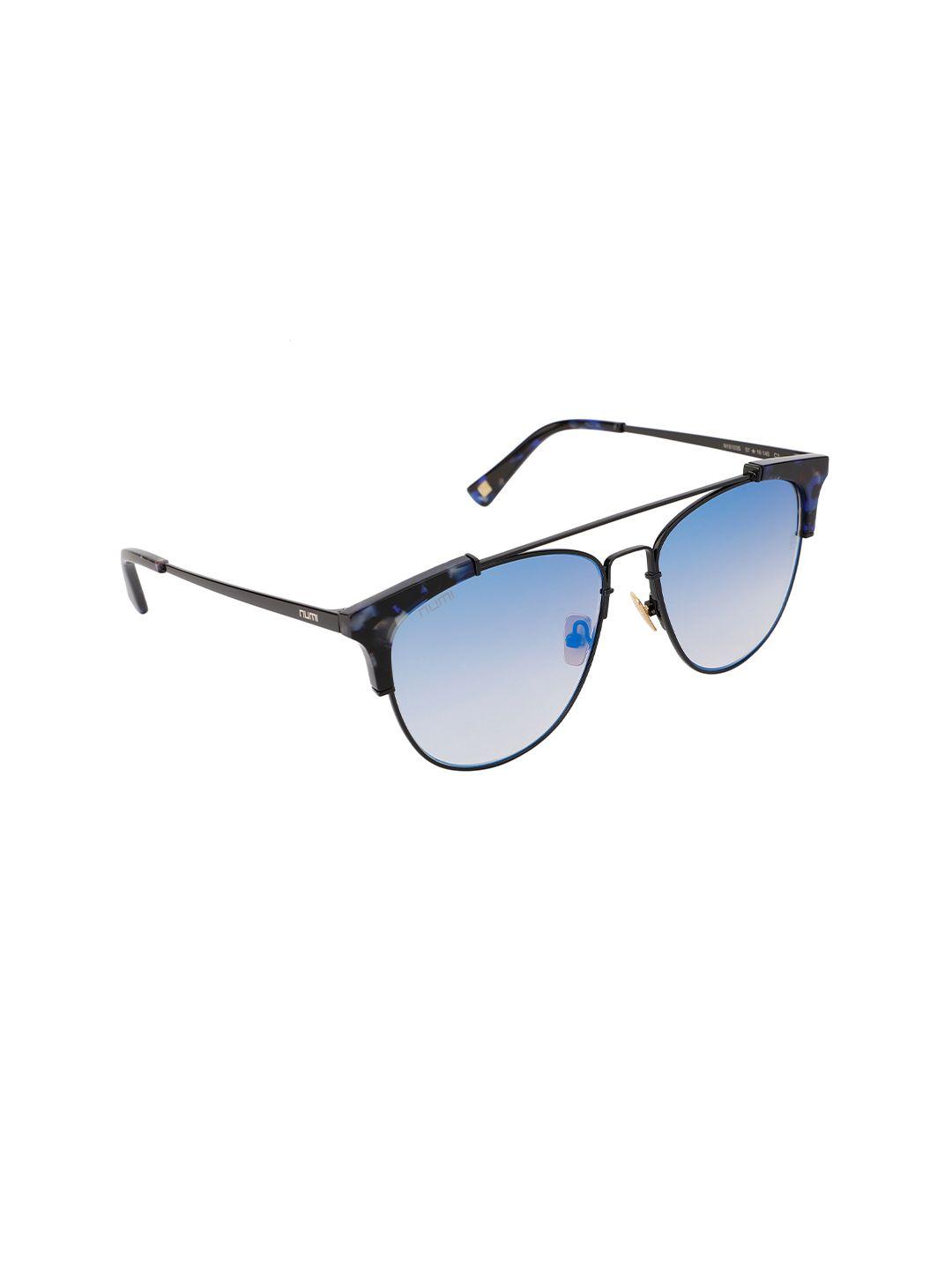 numi unisex blue lens & black browline sunglasses with uv protected lens - n18103scl3