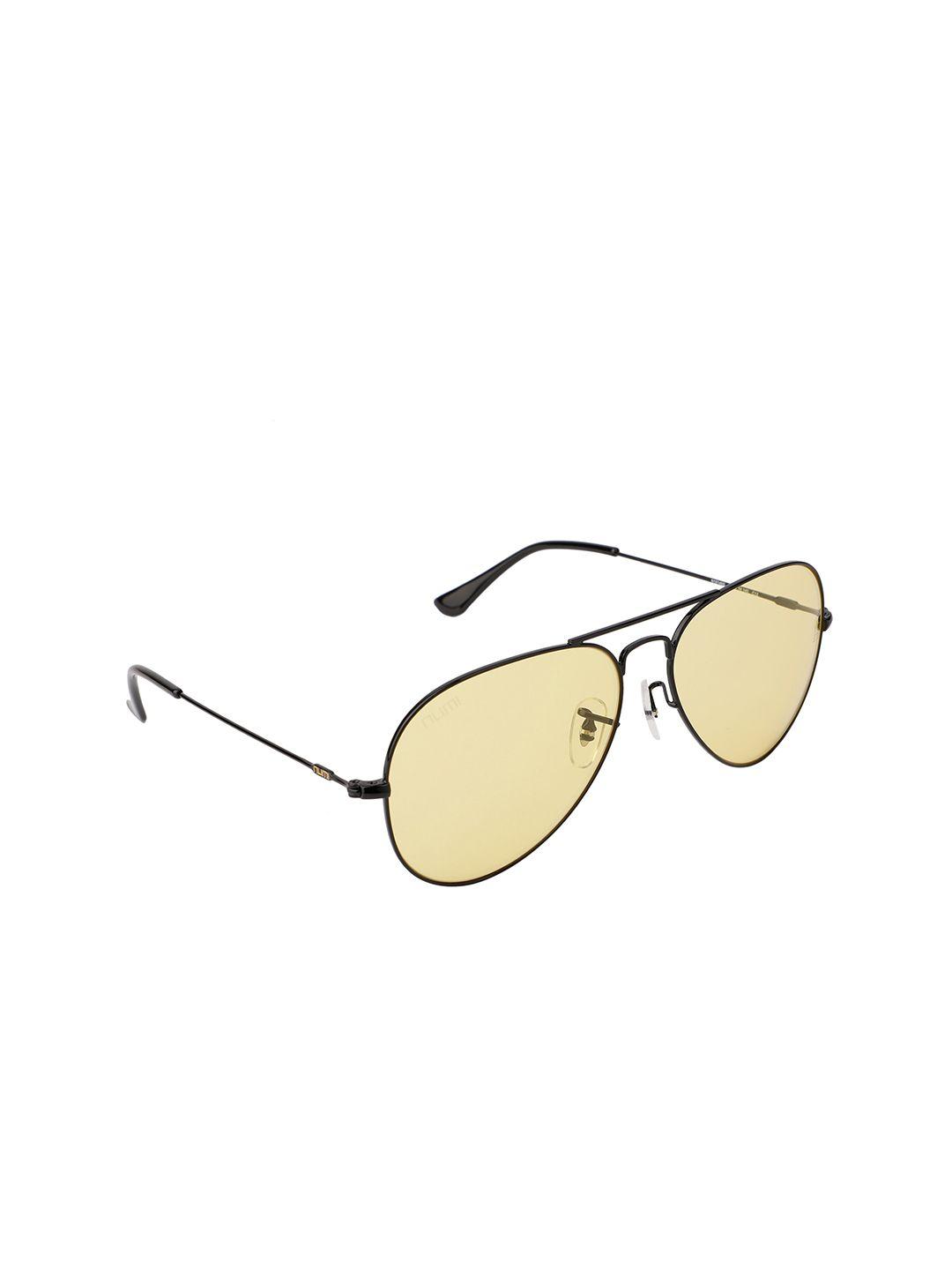 numi unisex yellow lens & black aviator sunglasses with uv protected lens - n18146scl12