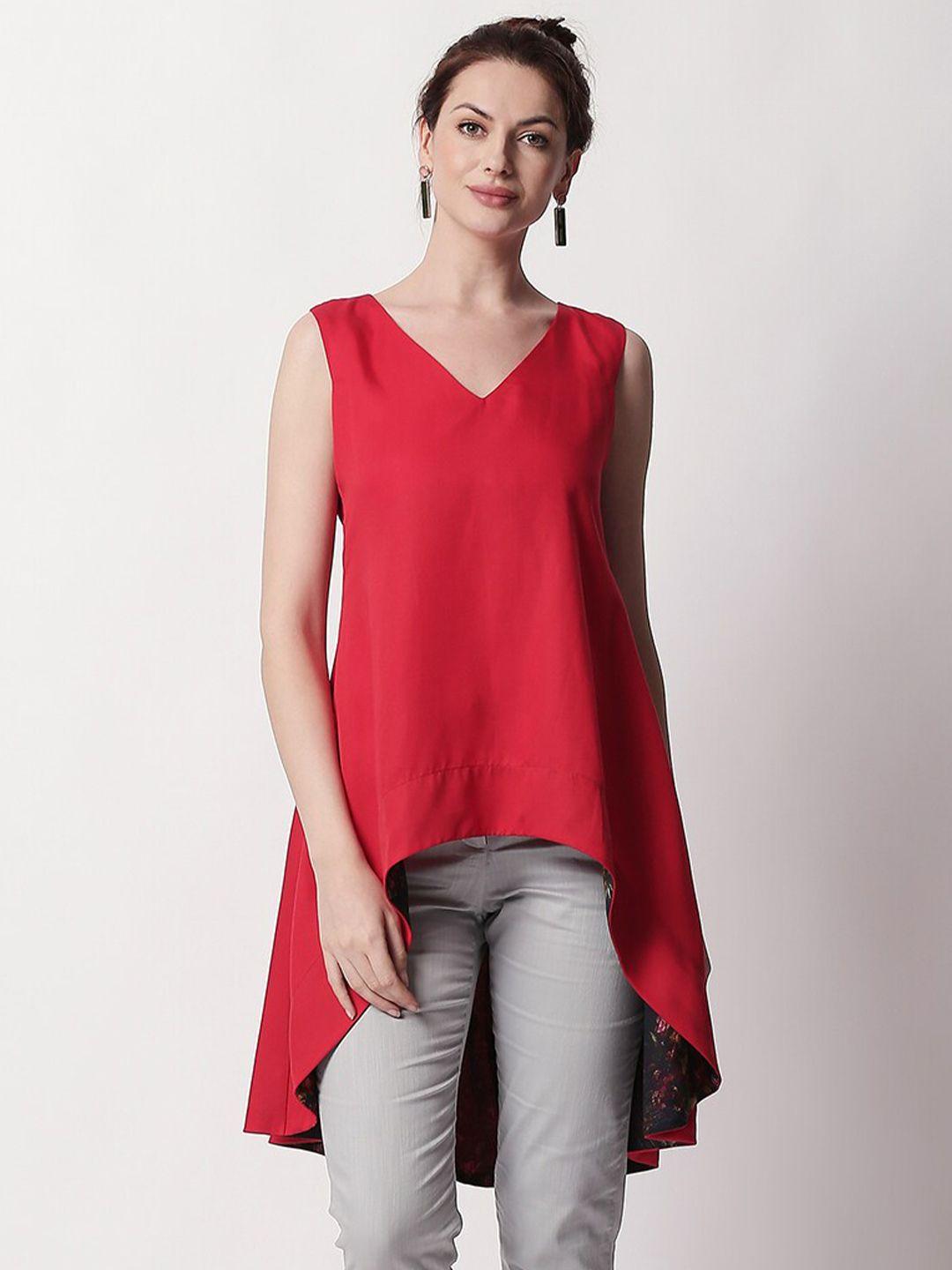 rareism red high-low longline top