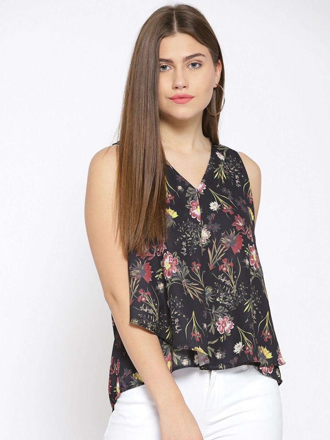 xpose black women floral printed a line top