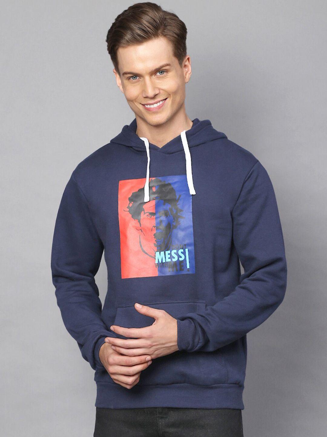 campus sutra men navy blue graphic printed sweatshirt