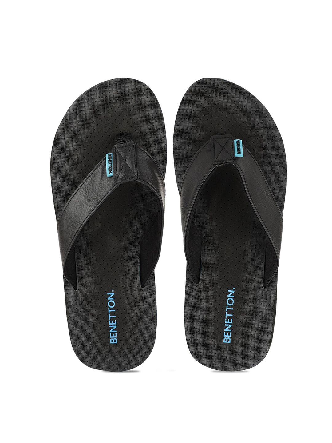 united colors of benetton men black rubber thong flip-flops