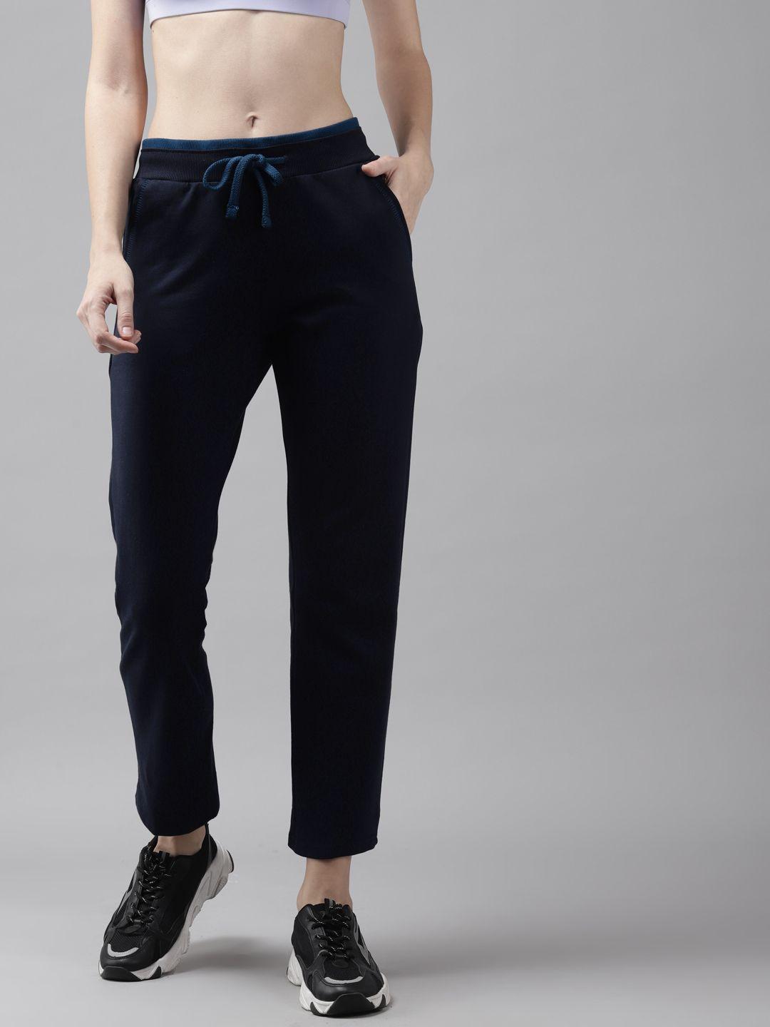 cayman women navy blue solid cropped track pants