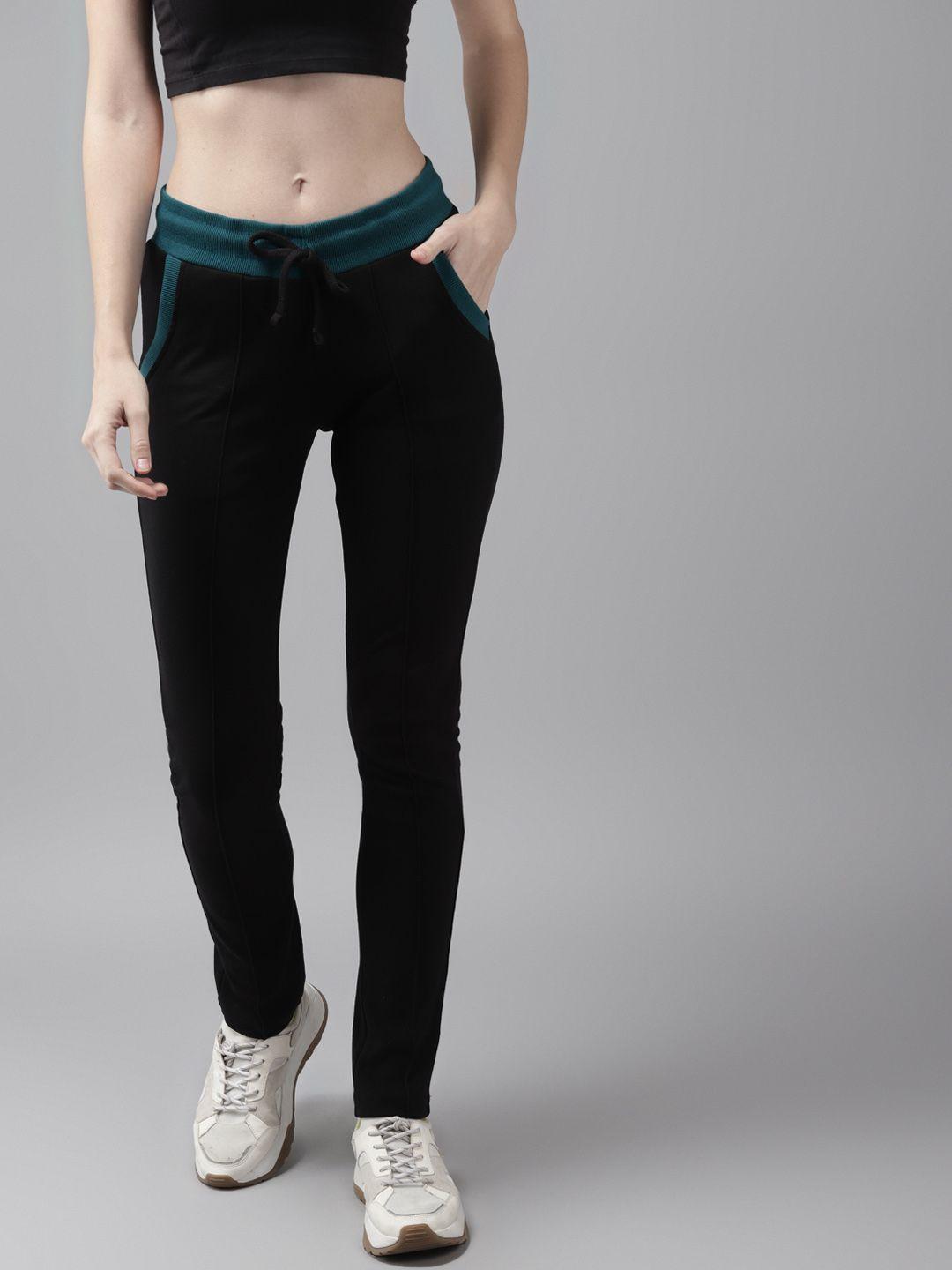 cayman women black solid cotton track pants