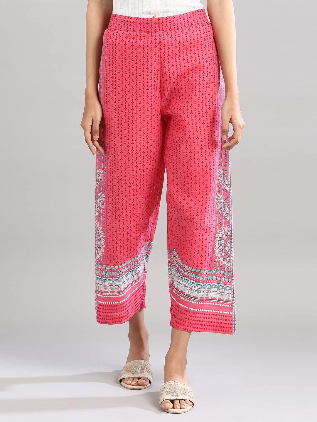 aurelia women pink printed ethnic palazzos