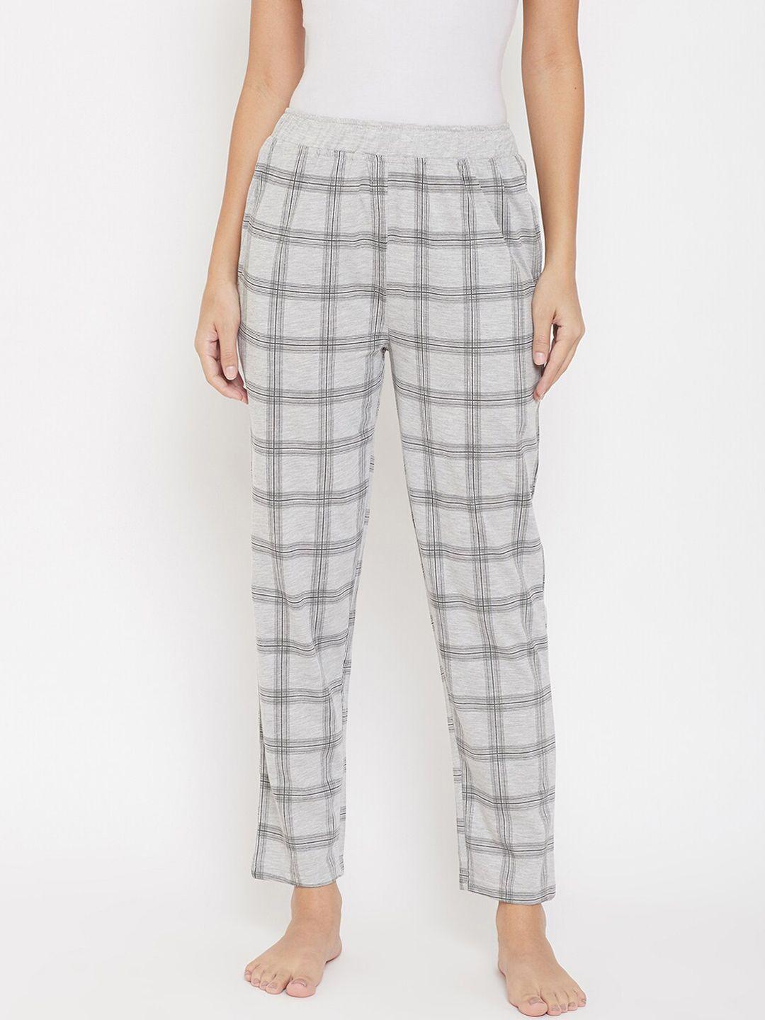 okane women grey checked lounge pants