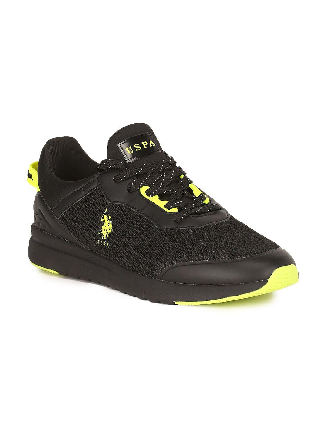 u s polo assn men black mesh walking shoes