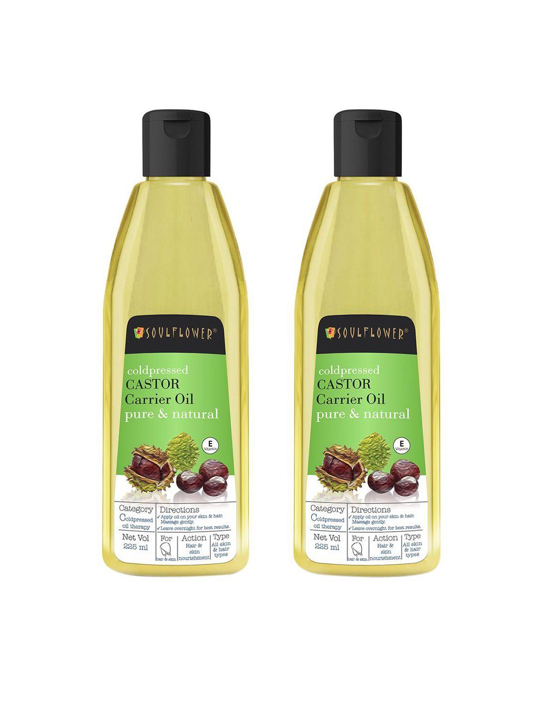 soulflower unisex set of 2 coldpressed carrier castor oil - 225 ml each