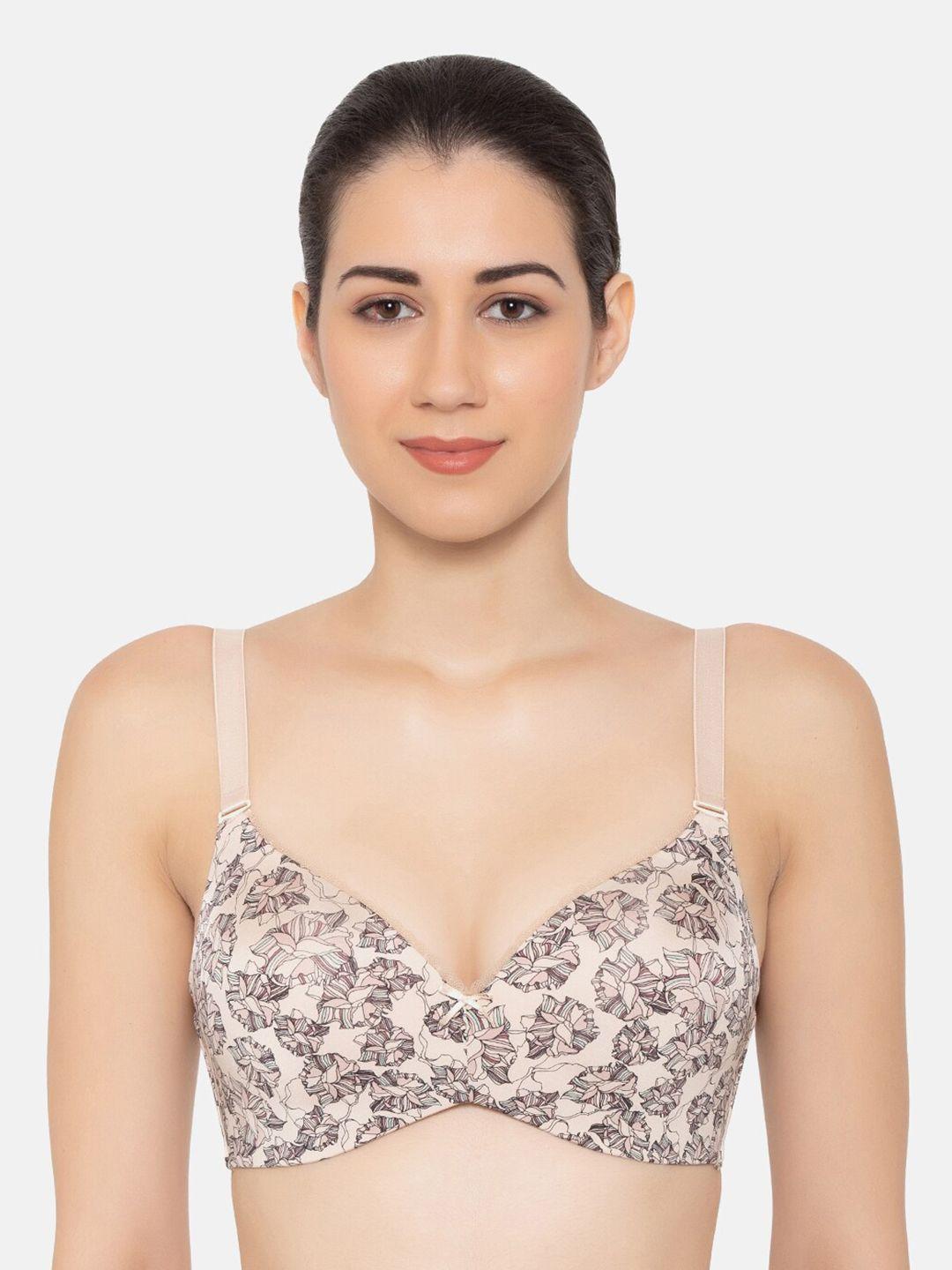 triumph midnight garden beige padded wireless seamless t-shirt bra