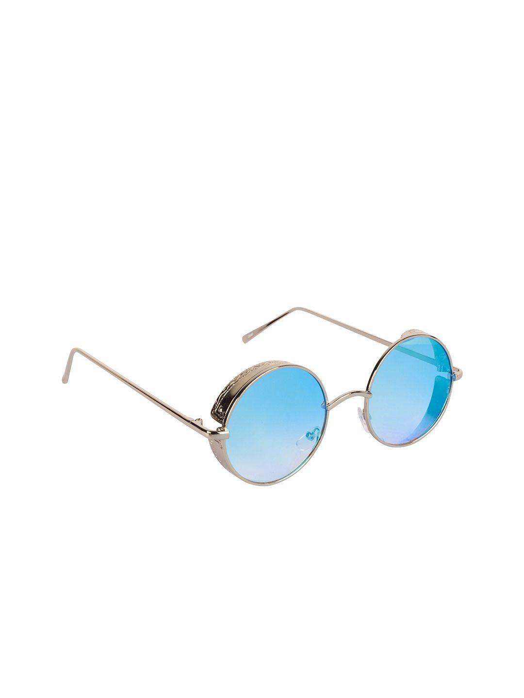 aislin unisex turquoise blue round shield sunglasses