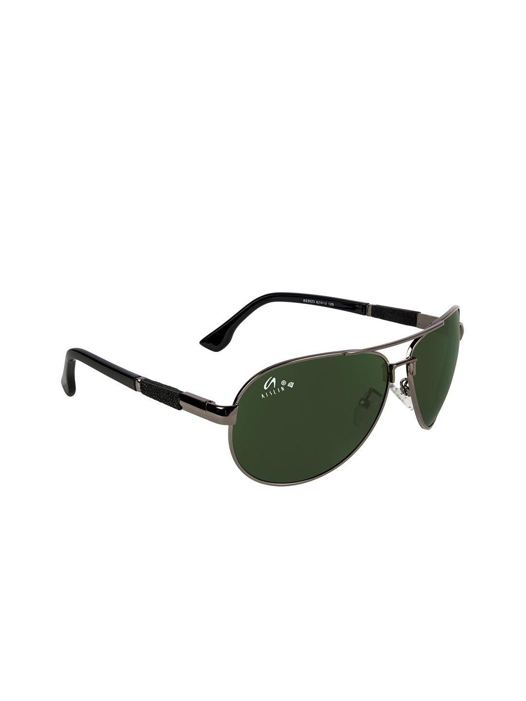 aislin men green square uv protected  aviator sunglasses 14128-5-as-3523