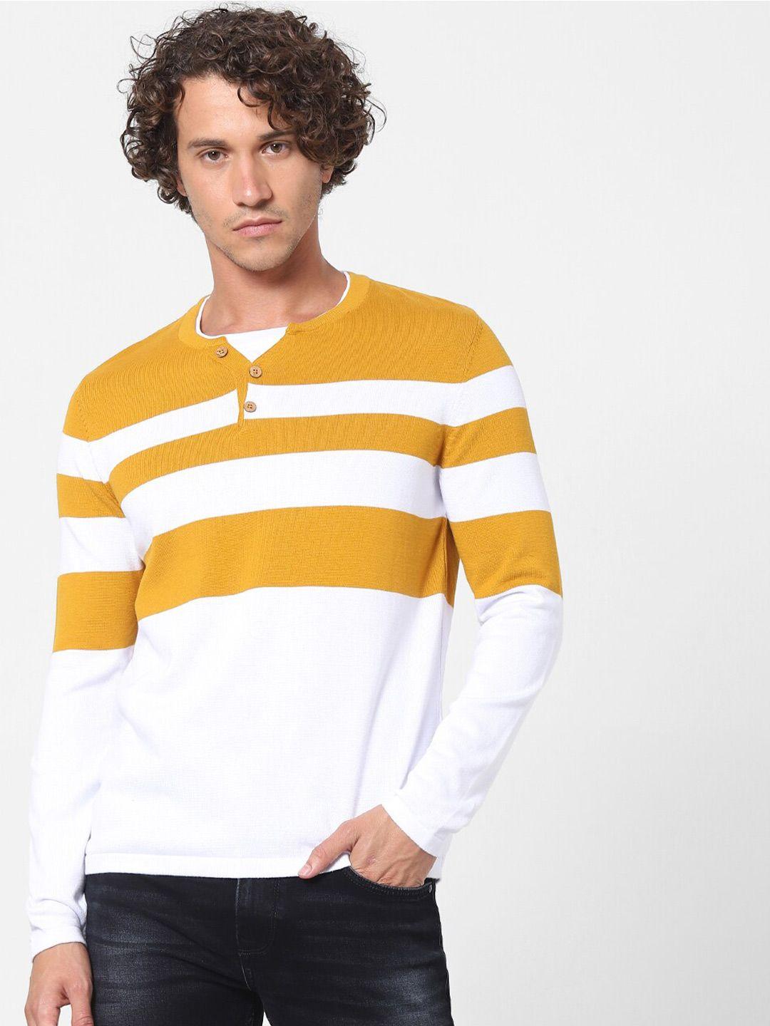 celio men mustard striped