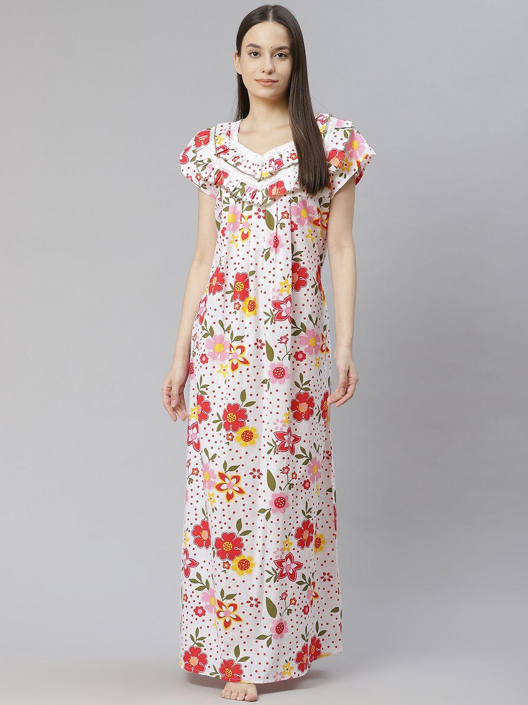 vemante white printed maxi nightdress