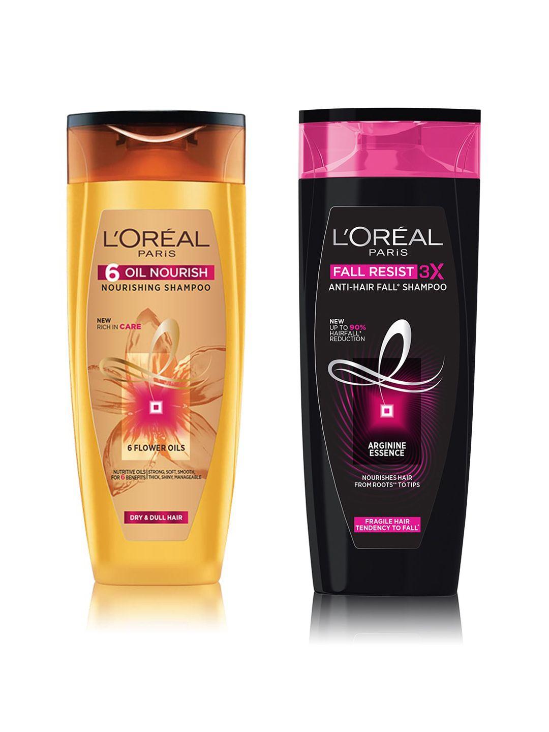 l'oreal paris set of fall resist 3x arginine anti-hair fall & oil nourish shampoo