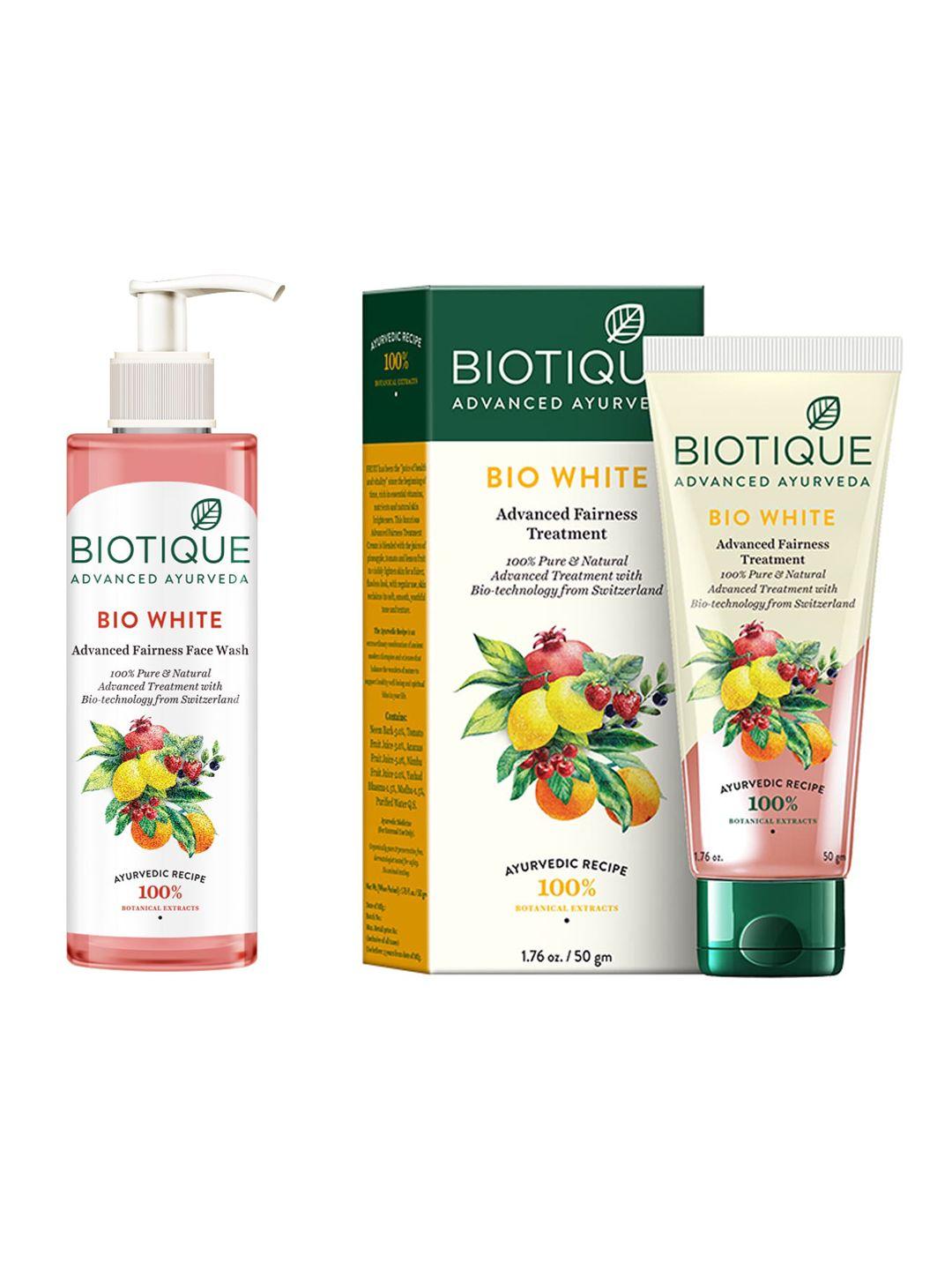 biotique set of bio white advanced fairness sustainable face wash & face cream