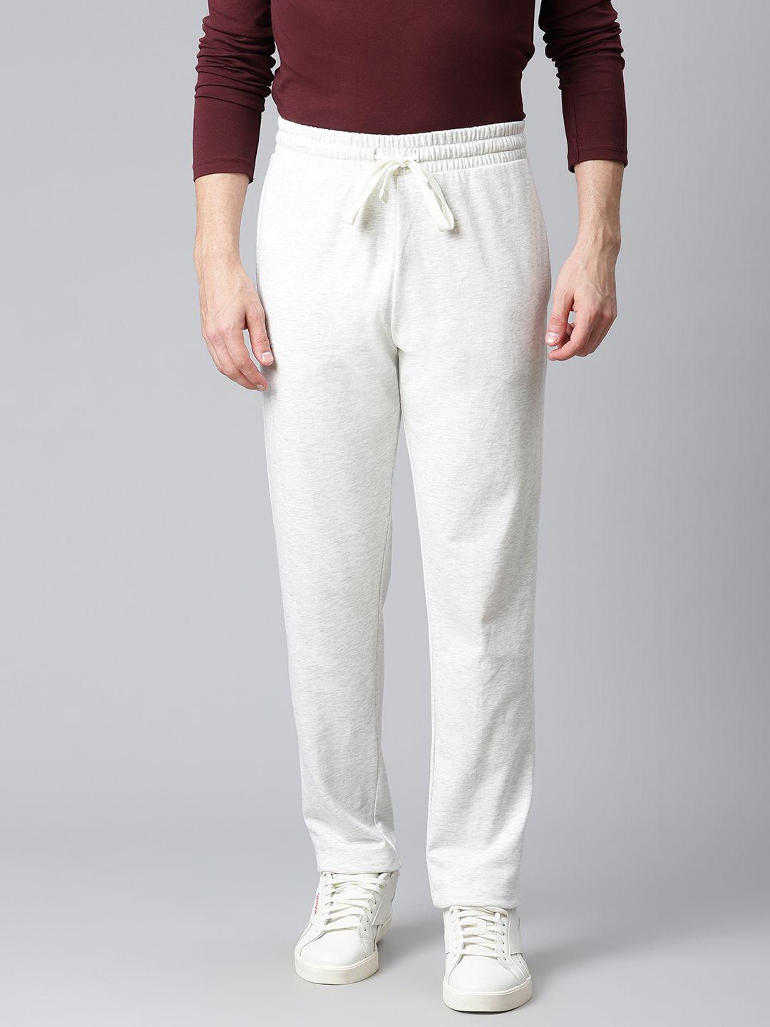 marks & spencer men off-white solid track pants