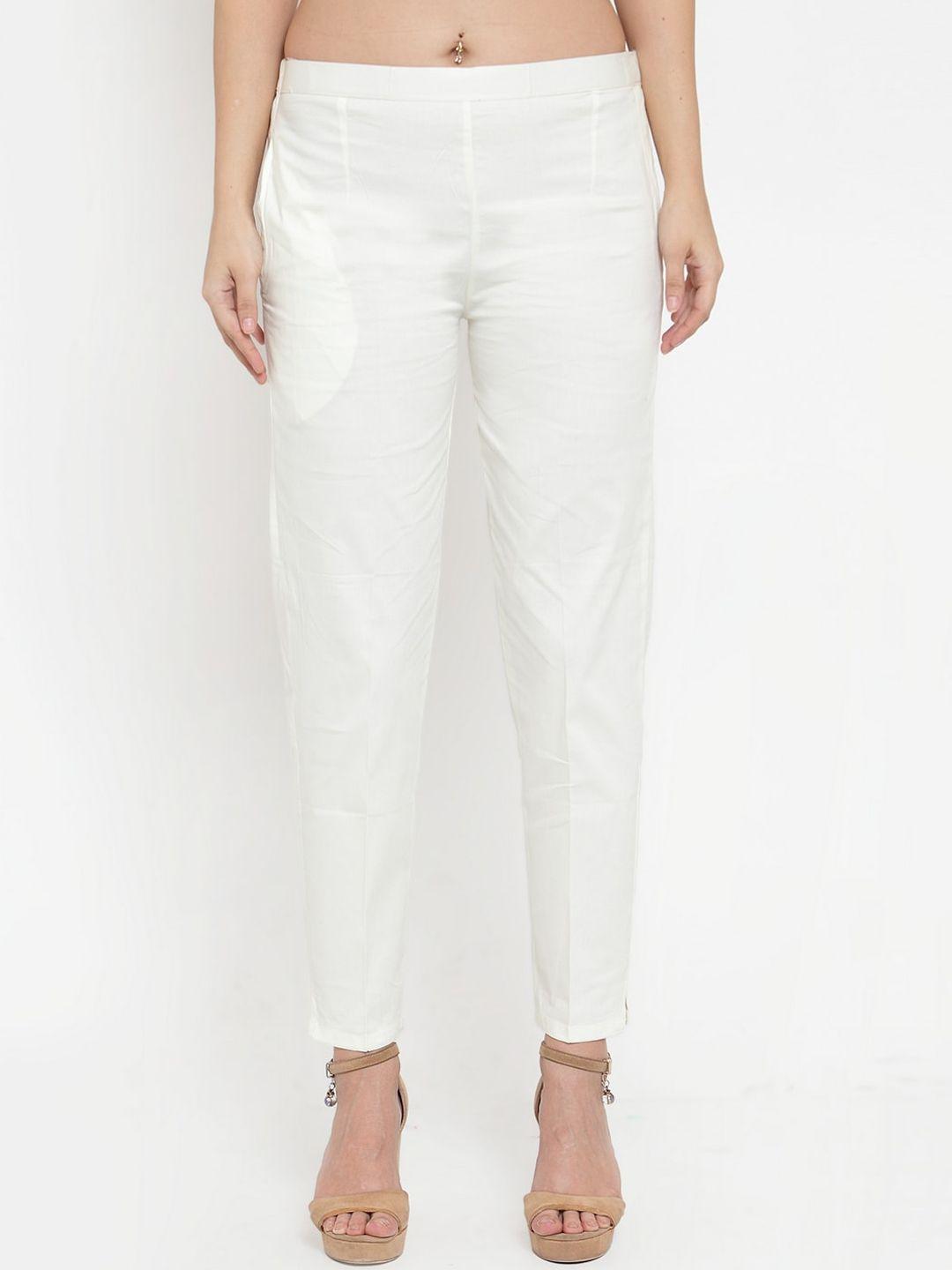 clora creation women off white trousers