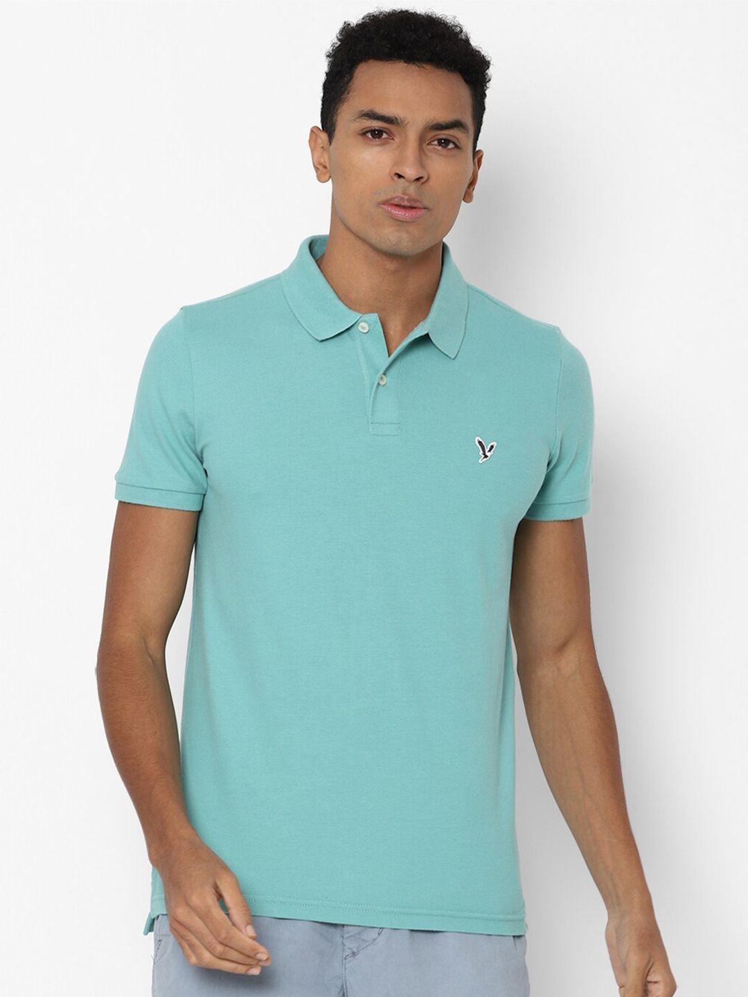 american eagle outfitters men blue polo collar slim fit t-shirt